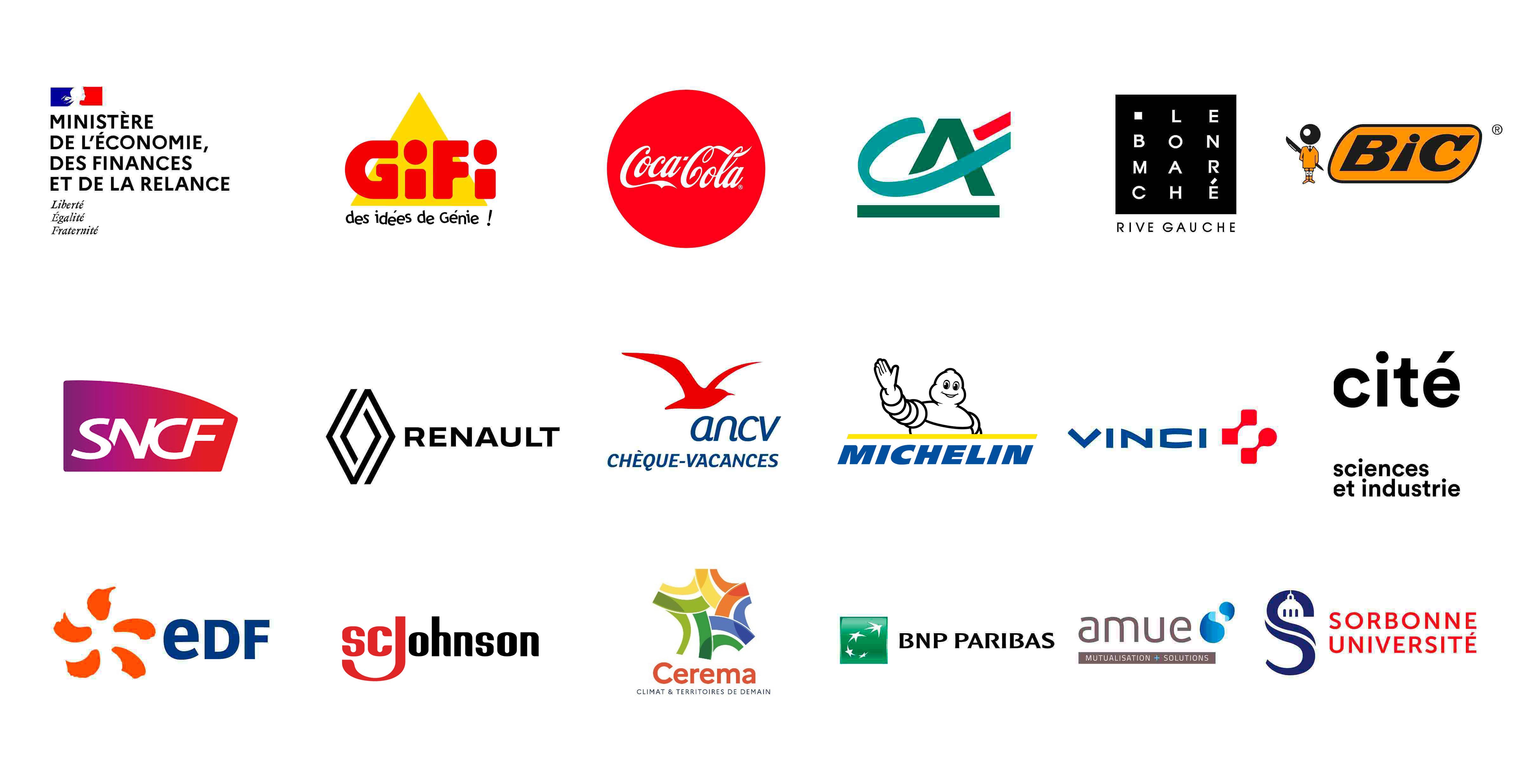 Il y a des logos d entreprises qui ont participé à code climat comme les ministère des finance, bic, edf, la sorbonne université