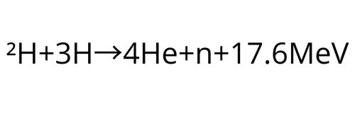 Équation de la réaction de fusion nucléaire entre deutérium et tritium produisant de l'hélium et de l'énergie