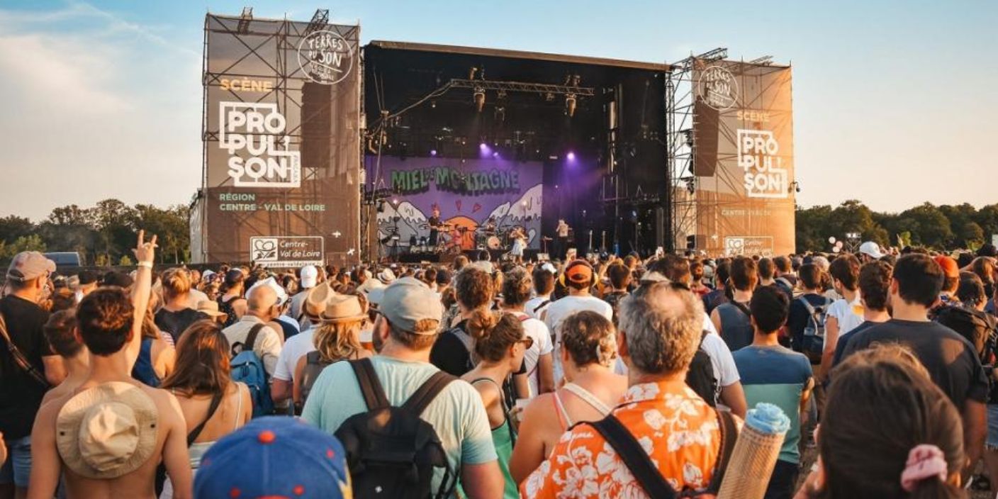 Public assistant à un concert sur la scène principale du festival Terres du Son